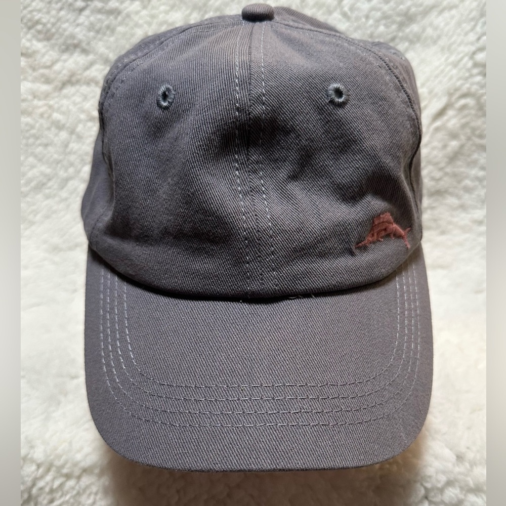 Tommy Bahama Slideback Hat Gray One Size Adjustable Embroidered Logo 5 Panel